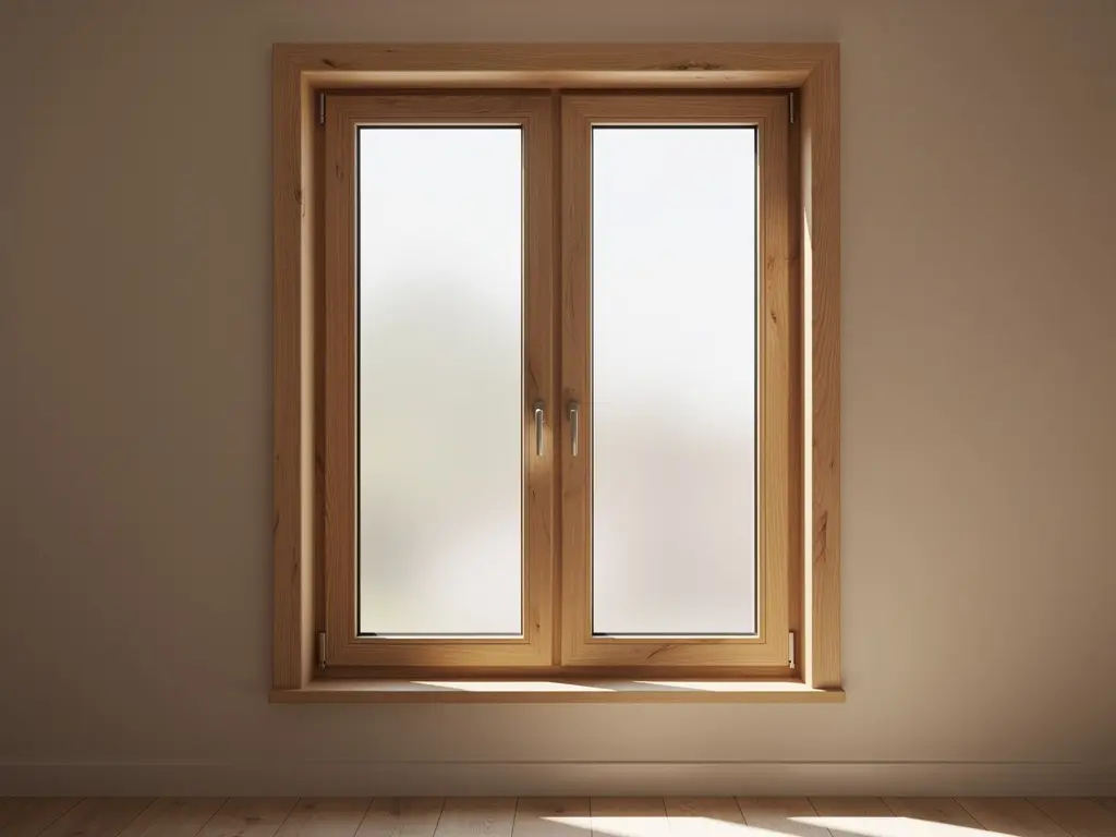 Fenêtre en bois à triple vitrage dans un intérieur moderne